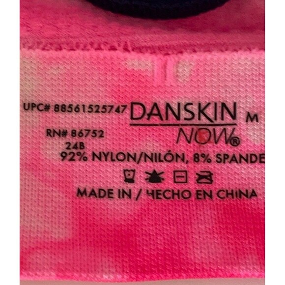 Danskin Now Hot Pink Print Bralette Navy Trim 24B - Picture 4 of 4